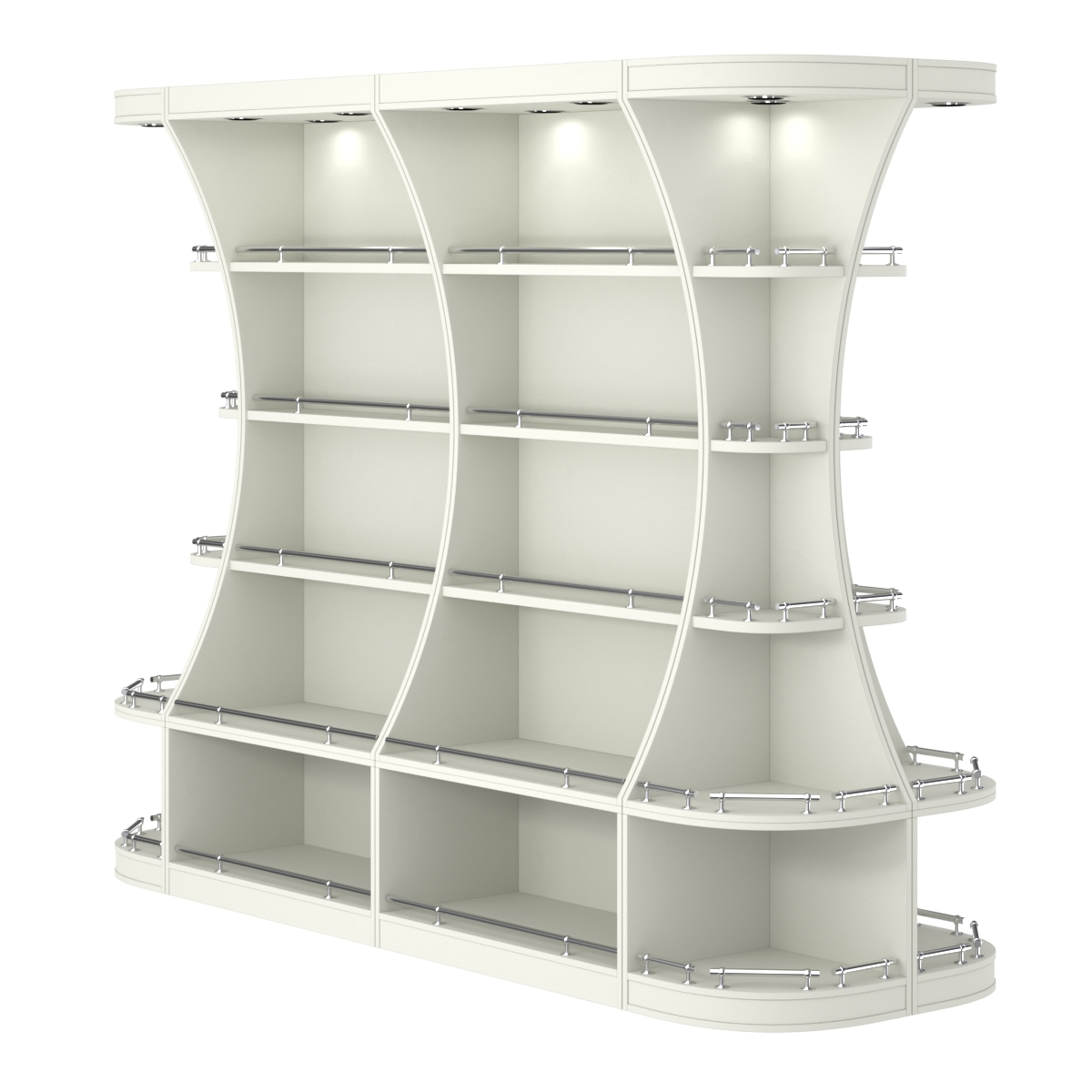 Островной высокий стеллаж ГАРАНТ №3-О с ограничителями Белый