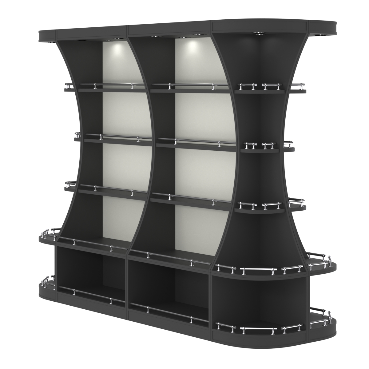 Островной высокий стеллаж ГАРАНТ №3-О с ограничителями Черный и Белый