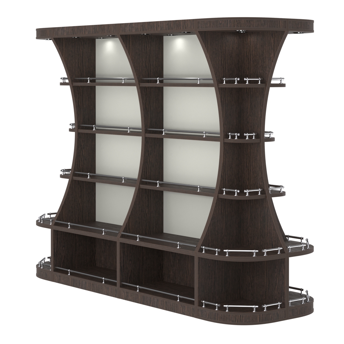 Островной высокий стеллаж ГАРАНТ №3-О с ограничителями Дуб Венге + Белый