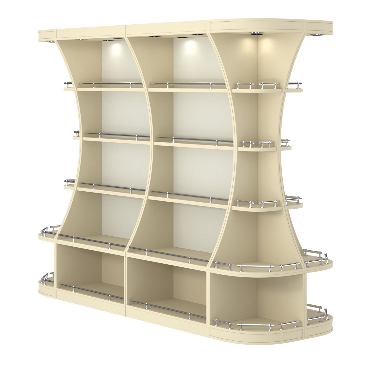 Островной высокий стеллаж ГАРАНТ №3-О с ограничителями Крем Вайс + Белый