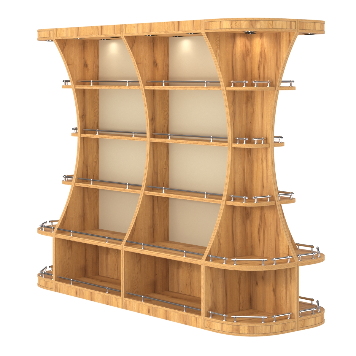 Островной высокий стеллаж ГАРАНТ №3-О с ограничителями Дуб Золотистый и Крем Вайс