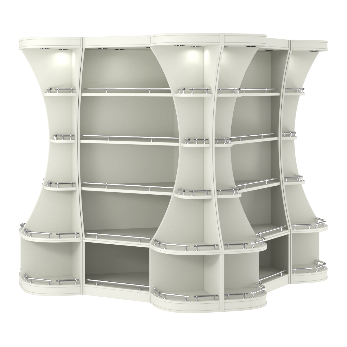 Островной высокий стеллаж ГАРАНТ №6-О с ограничителями Белый