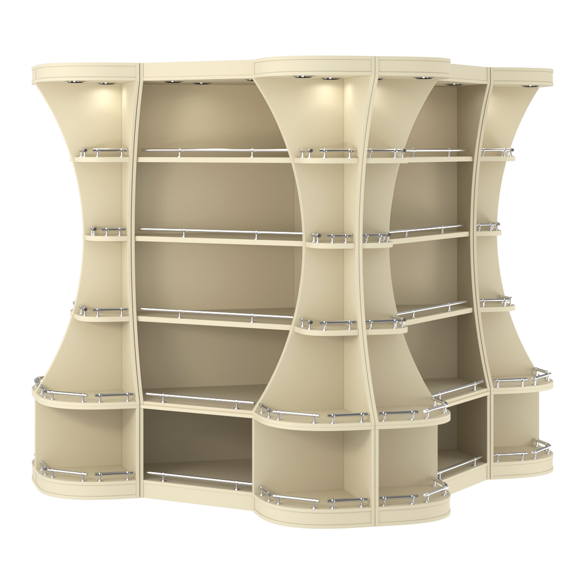 Островной высокий стеллаж ГАРАНТ №6-О с ограничителями Крем Вайс