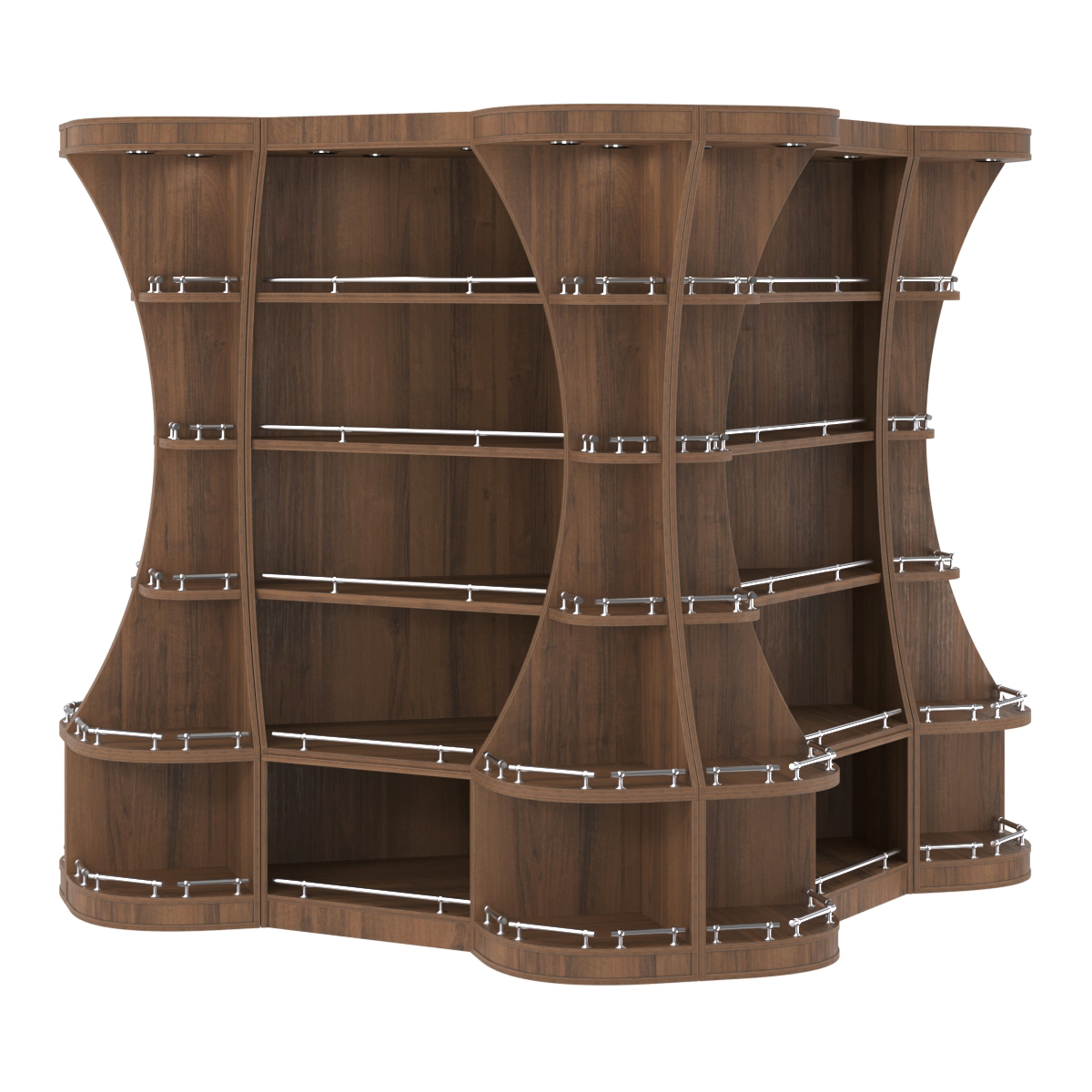 Островной высокий стеллаж ГАРАНТ №6-О с ограничителями Орех