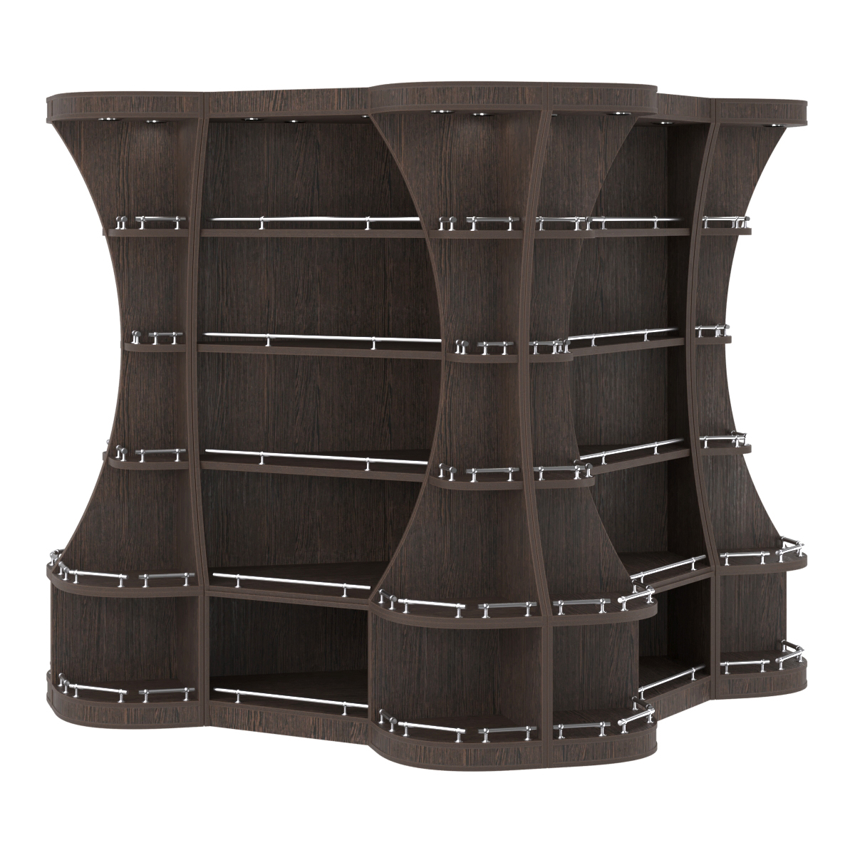 Островной высокий стеллаж ГАРАНТ №6-О с ограничителями Дуб Венге