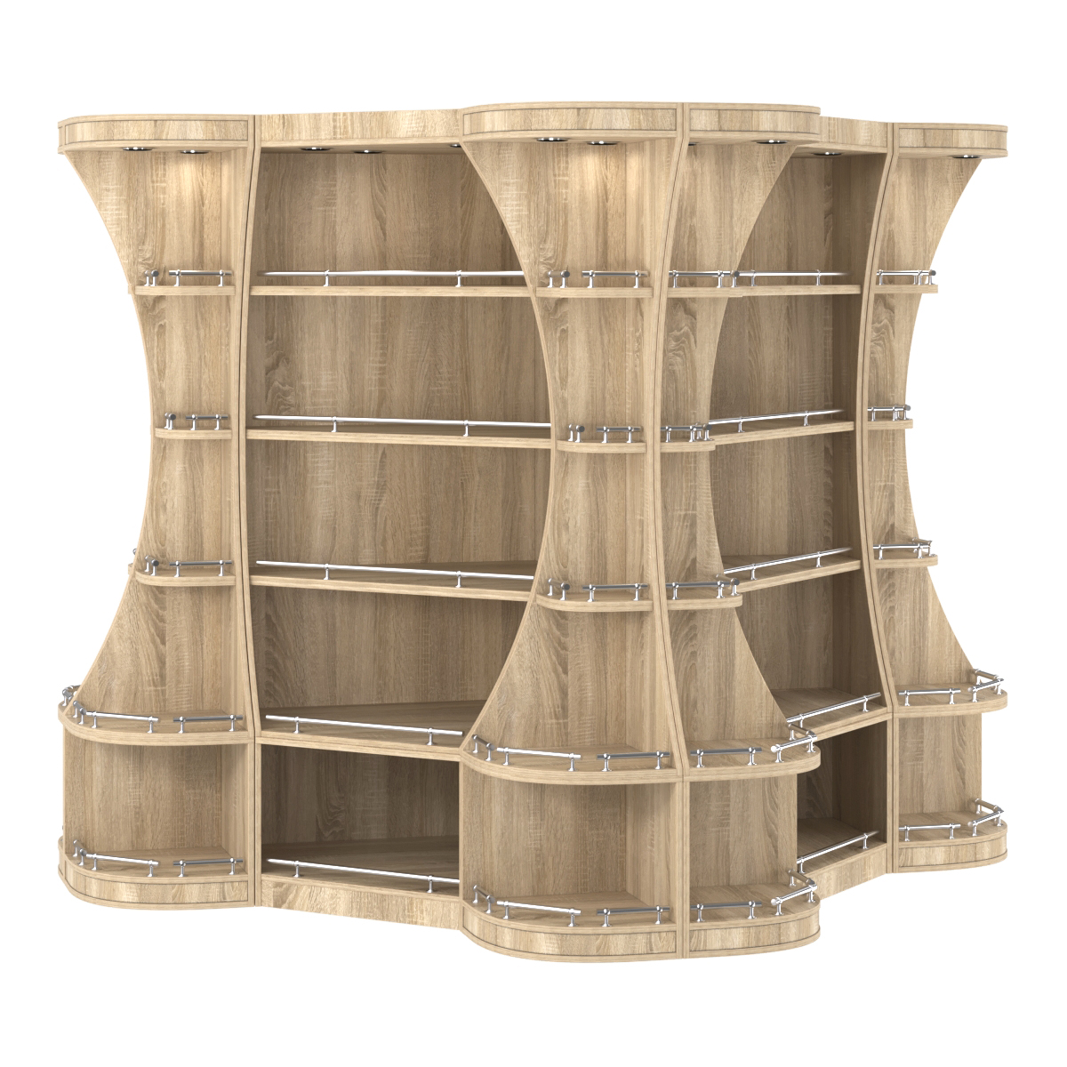 Островной высокий стеллаж ГАРАНТ №6-О с ограничителями Дуб Сонома