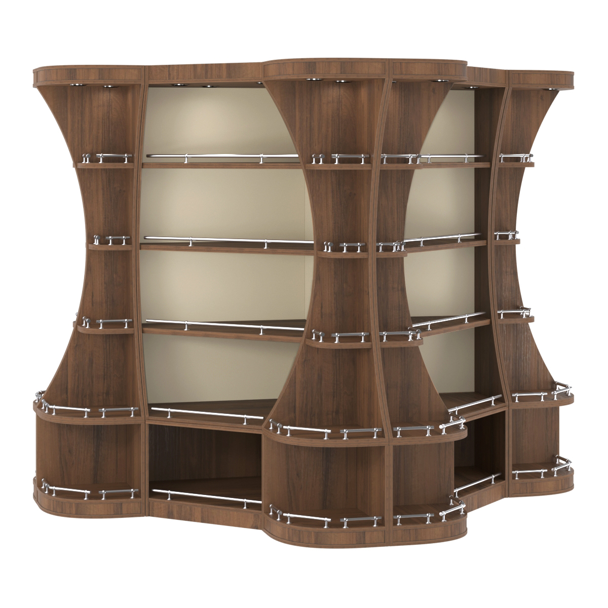 Островной высокий стеллаж ГАРАНТ №6-О с ограничителями Орех + Крем Вайс