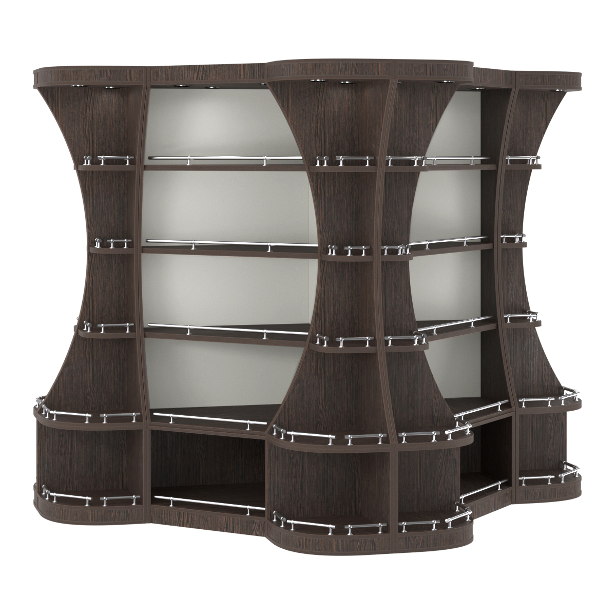 Островной высокий стеллаж ГАРАНТ №6-О с ограничителями Дуб Венге + Белый