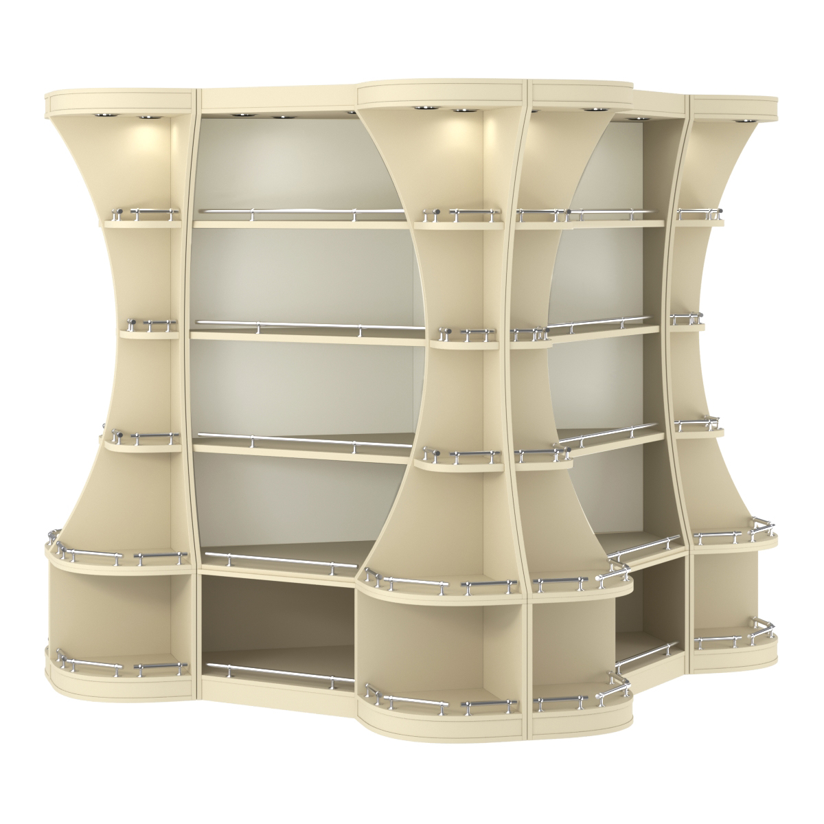 Островной высокий стеллаж ГАРАНТ №6-О с ограничителями Крем Вайс + Белый