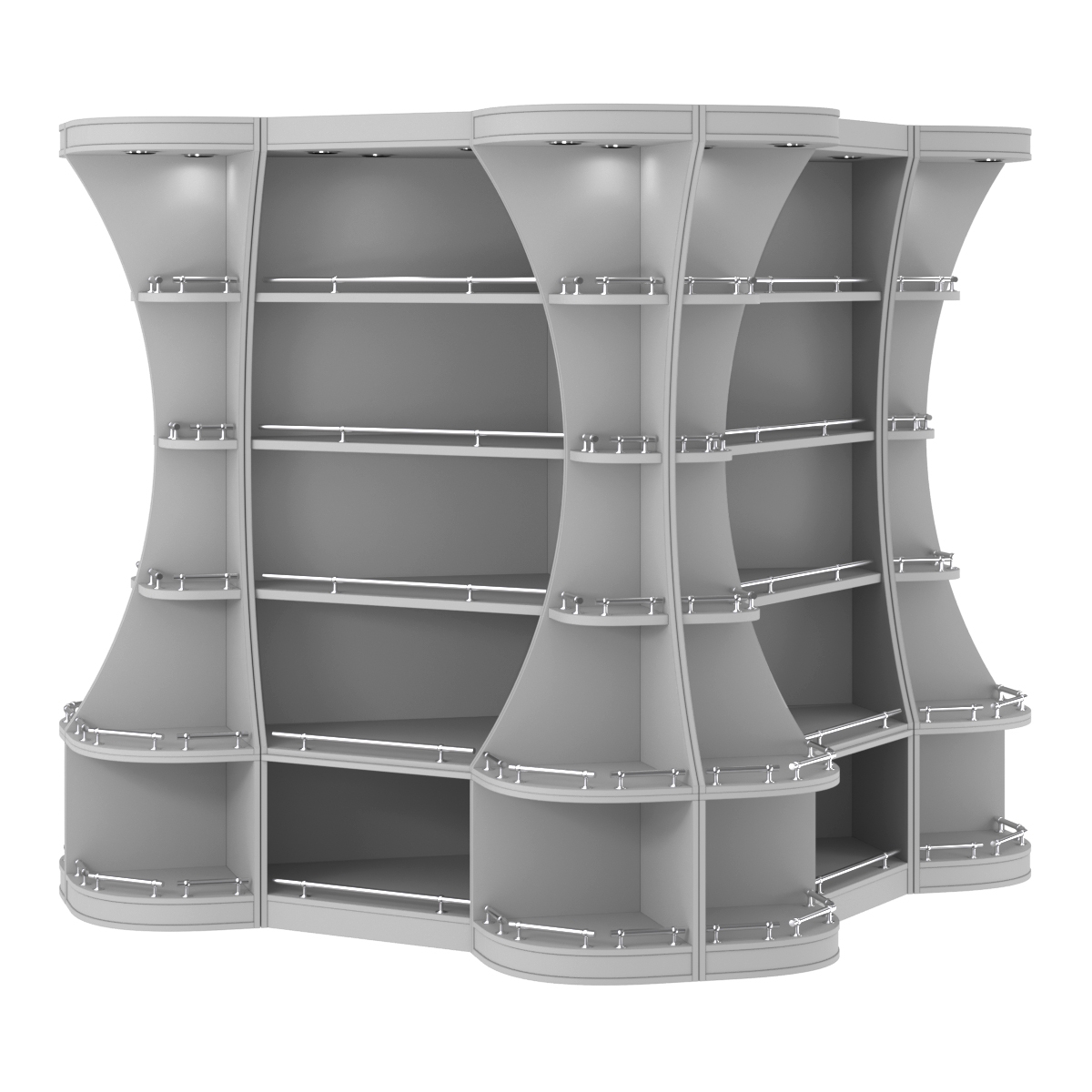 Островной высокий стеллаж ГАРАНТ №6-О с ограничителями Серый