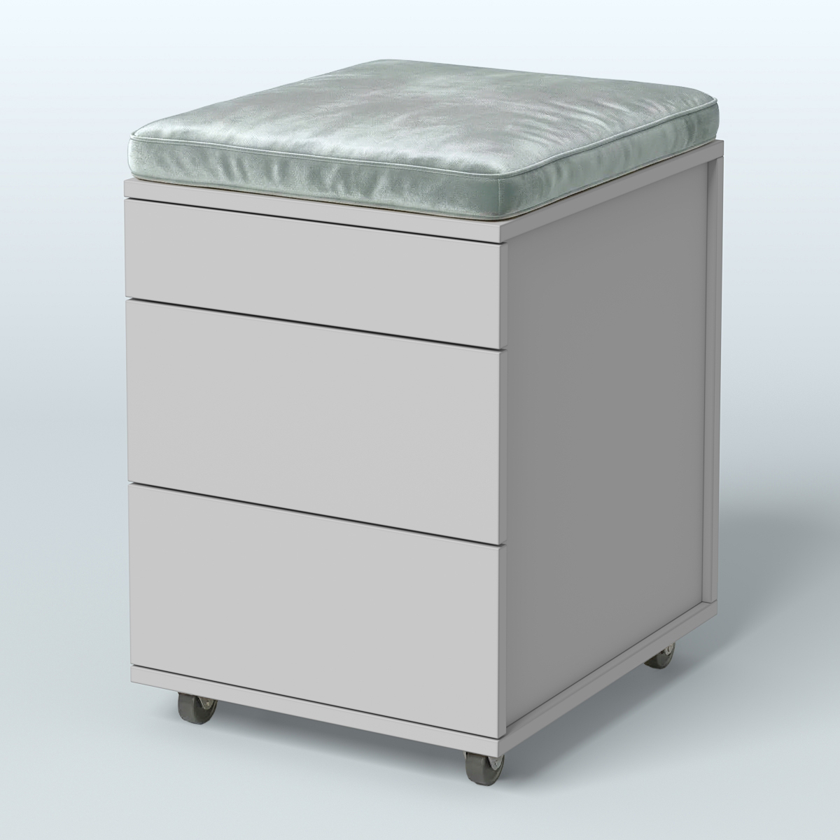 Тумба мобильная Фламинго 2 ящика + 1 ящик-лоток с подушкой Серый