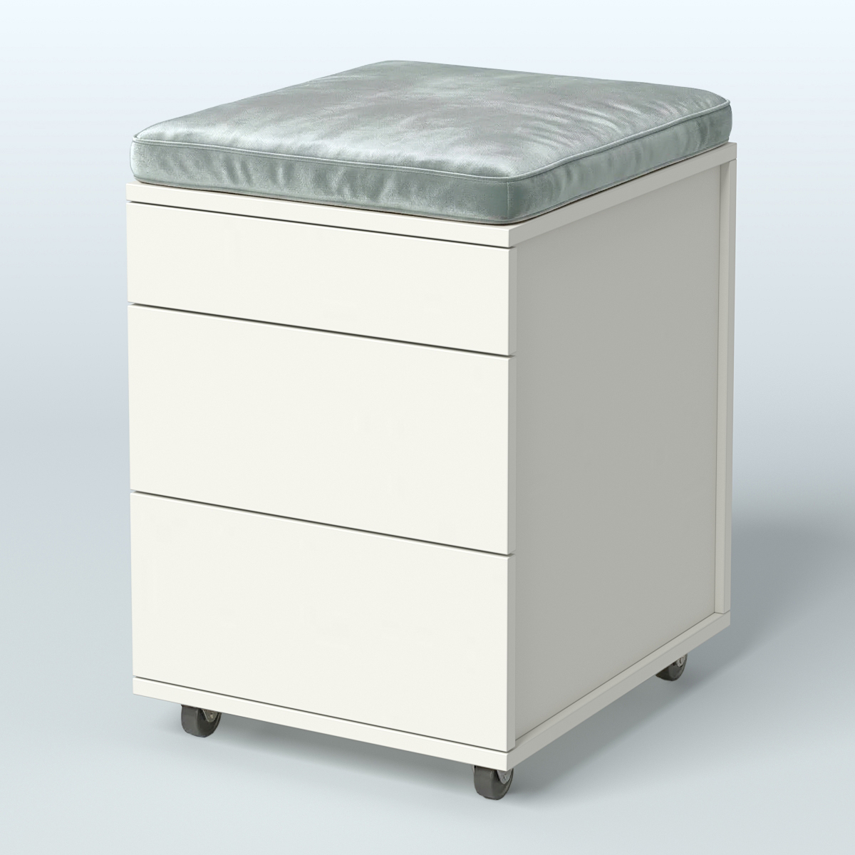 Тумба мобильная Фламинго 2 ящика + 1 ящик-лоток с подушкой Белый