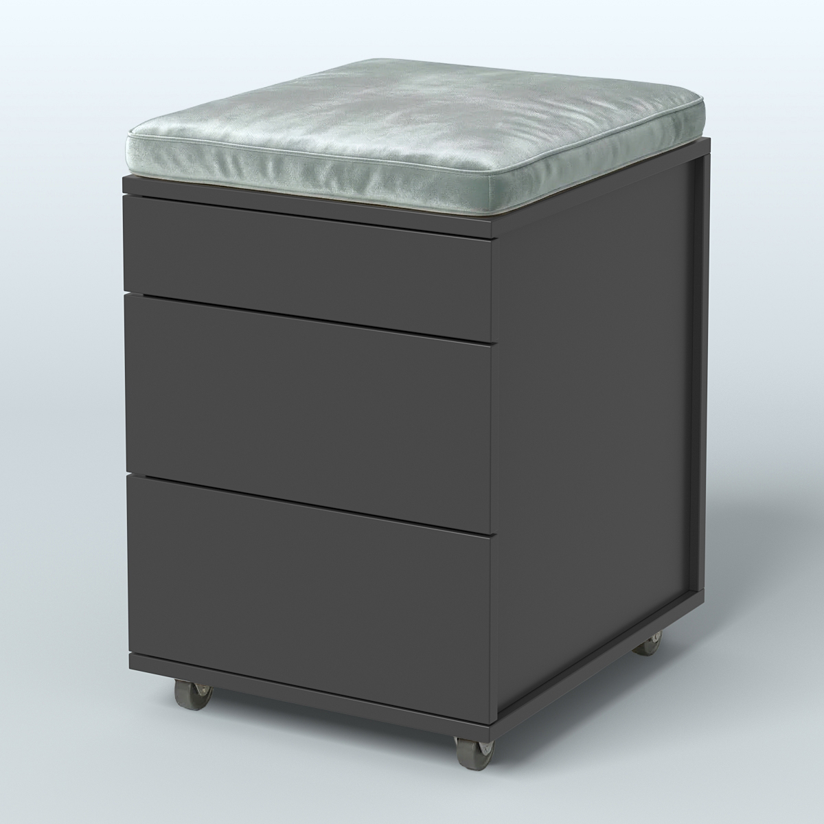 Тумба мобильная Фламинго 2 ящика + 1 ящик-лоток с подушкой Черный