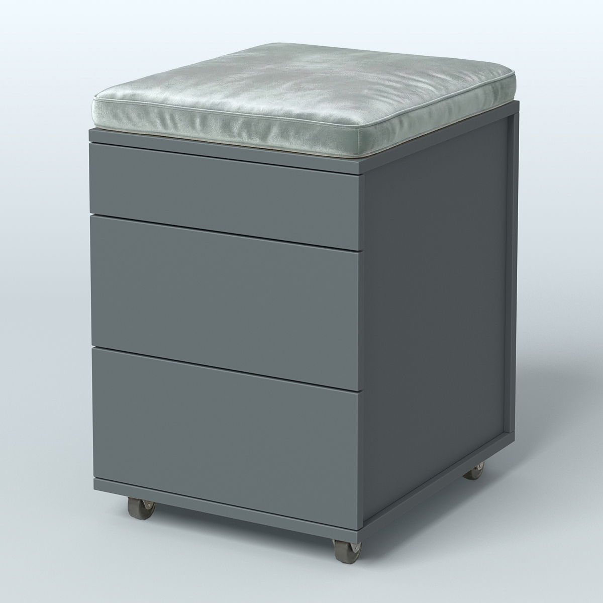 Тумба мобильная Фламинго 2 ящика + 1 ящик-лоток с подушкой Темно-Серый
