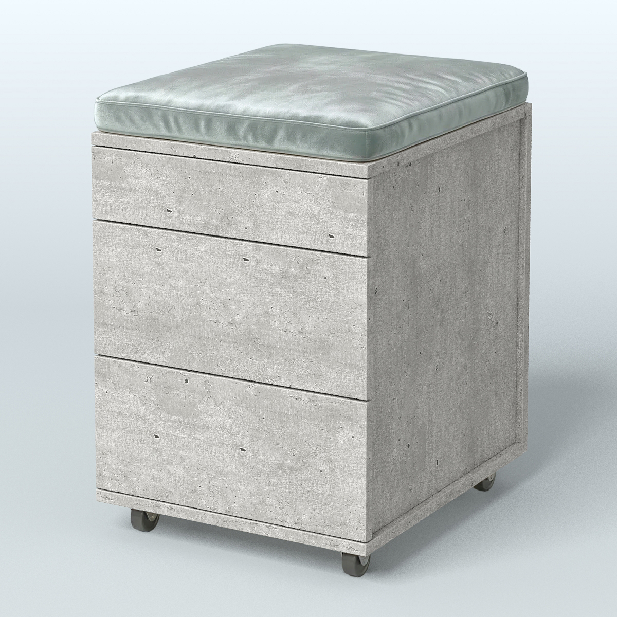 Тумба мобильная Фламинго 2 ящика + 1 ящик-лоток с подушкой Метрополитан Грей