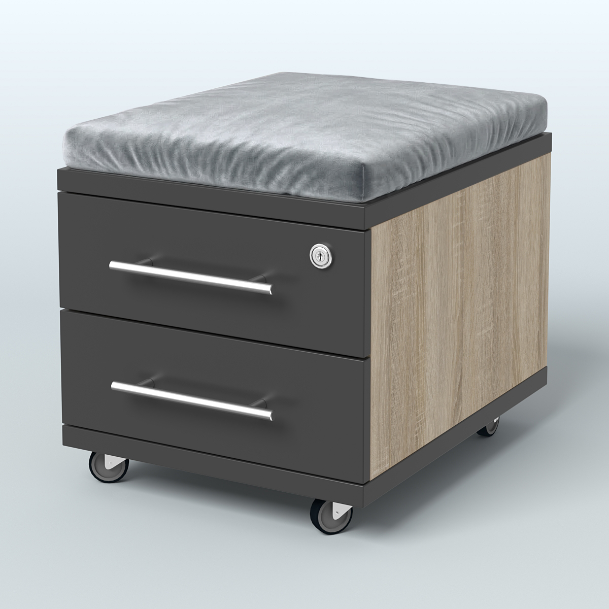 Тумба Лиани 2 ящика с подушкой Дуб Сонома + Черный