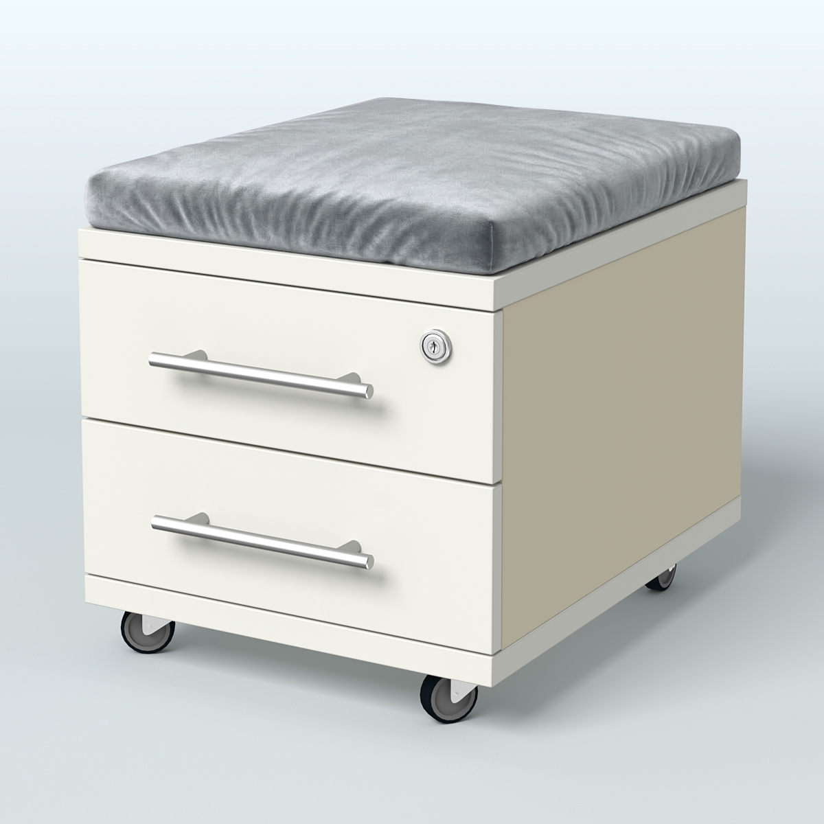 Тумба Лиани 2 ящика с подушкой Крем Вайс + Белый