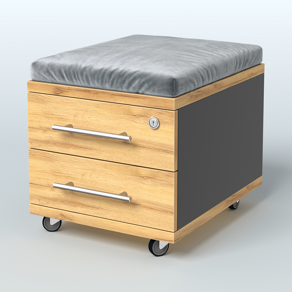 Тумба Лиани 2 ящика с подушкой Черный и Дуб Золотистый U1148