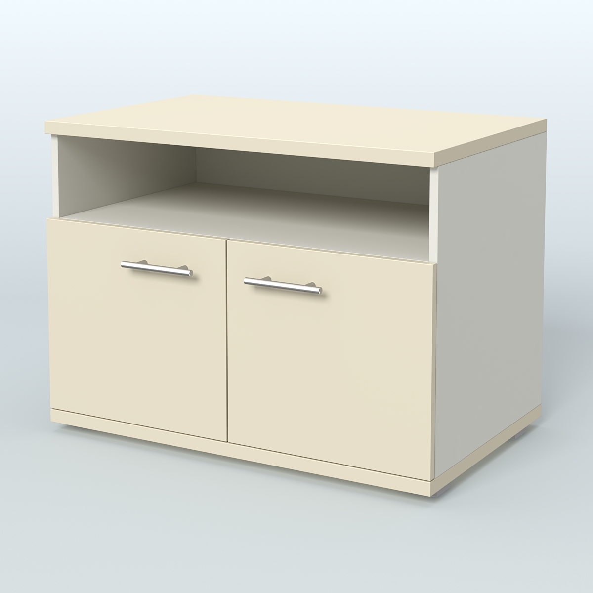 Тумба под оргтехнику, цвет дуб шамони темный Белый + Крем Вайс