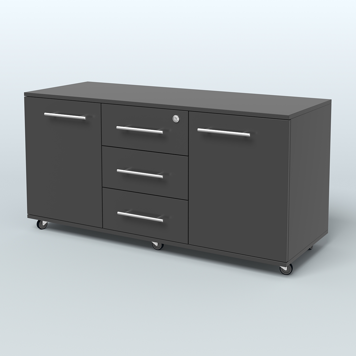 Тумба сервисная Индиго с 3 ящиками с замком и 2 фасадами Черный