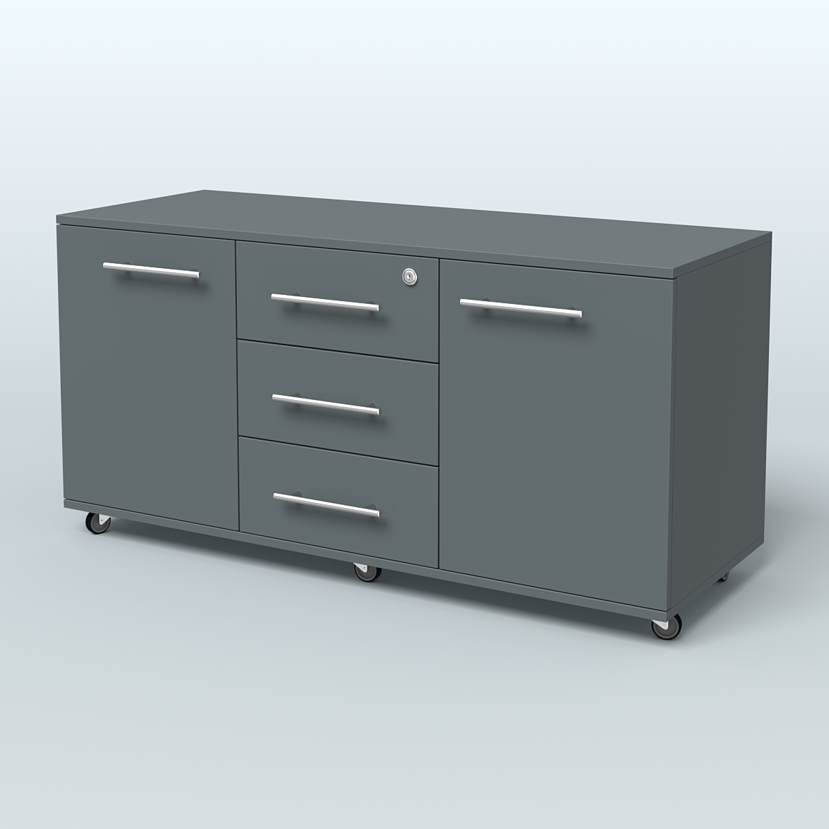 Тумба сервисная Индиго с 3 ящиками с замком и 2 фасадами Темно-Серый