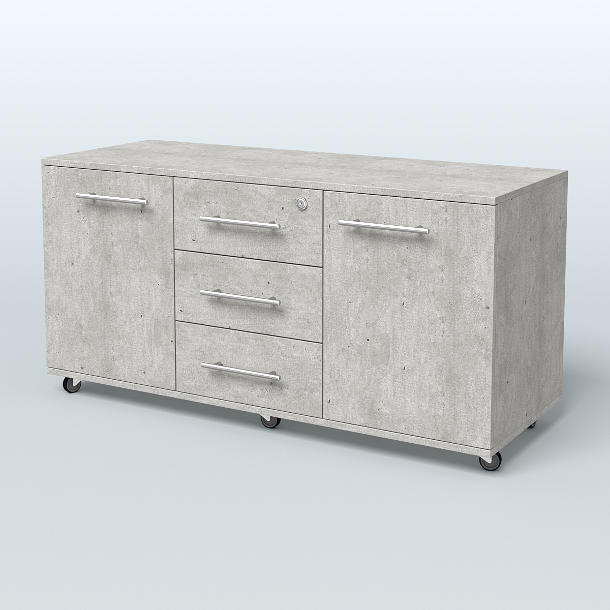 Тумба сервисная Индиго с 3 ящиками с замком и 2 фасадами Метрополитан Грей