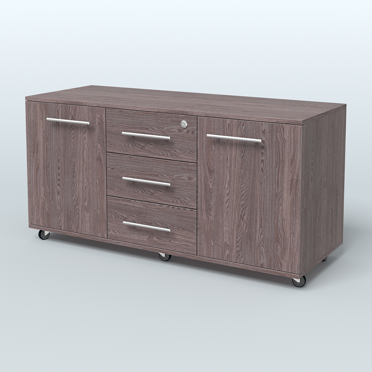 Тумба сервисная Индиго с 3 ящиками с замком и 2 фасадами Ясень Анкор темный