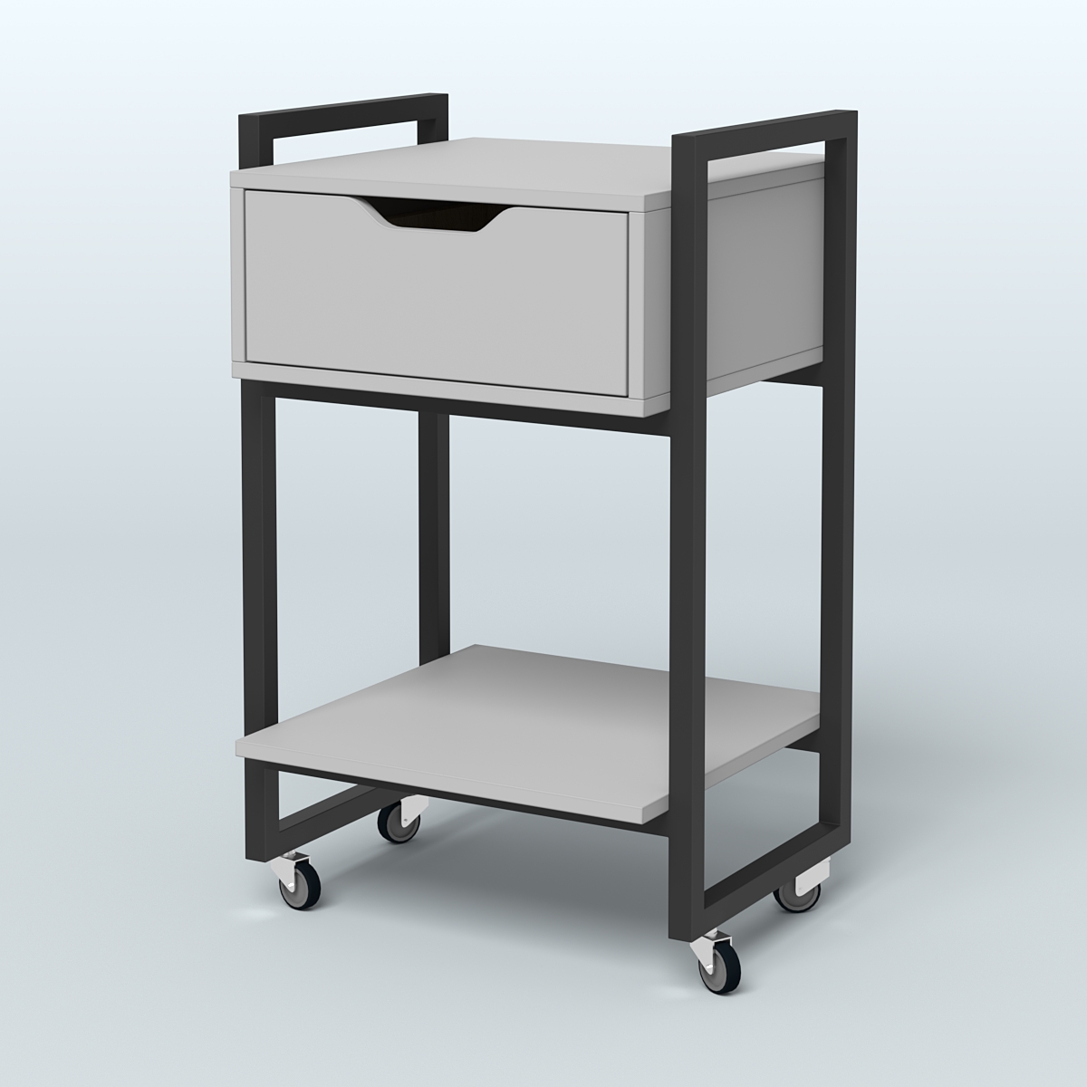 Тумба Европа мобильная с ящиком и полкой Серый