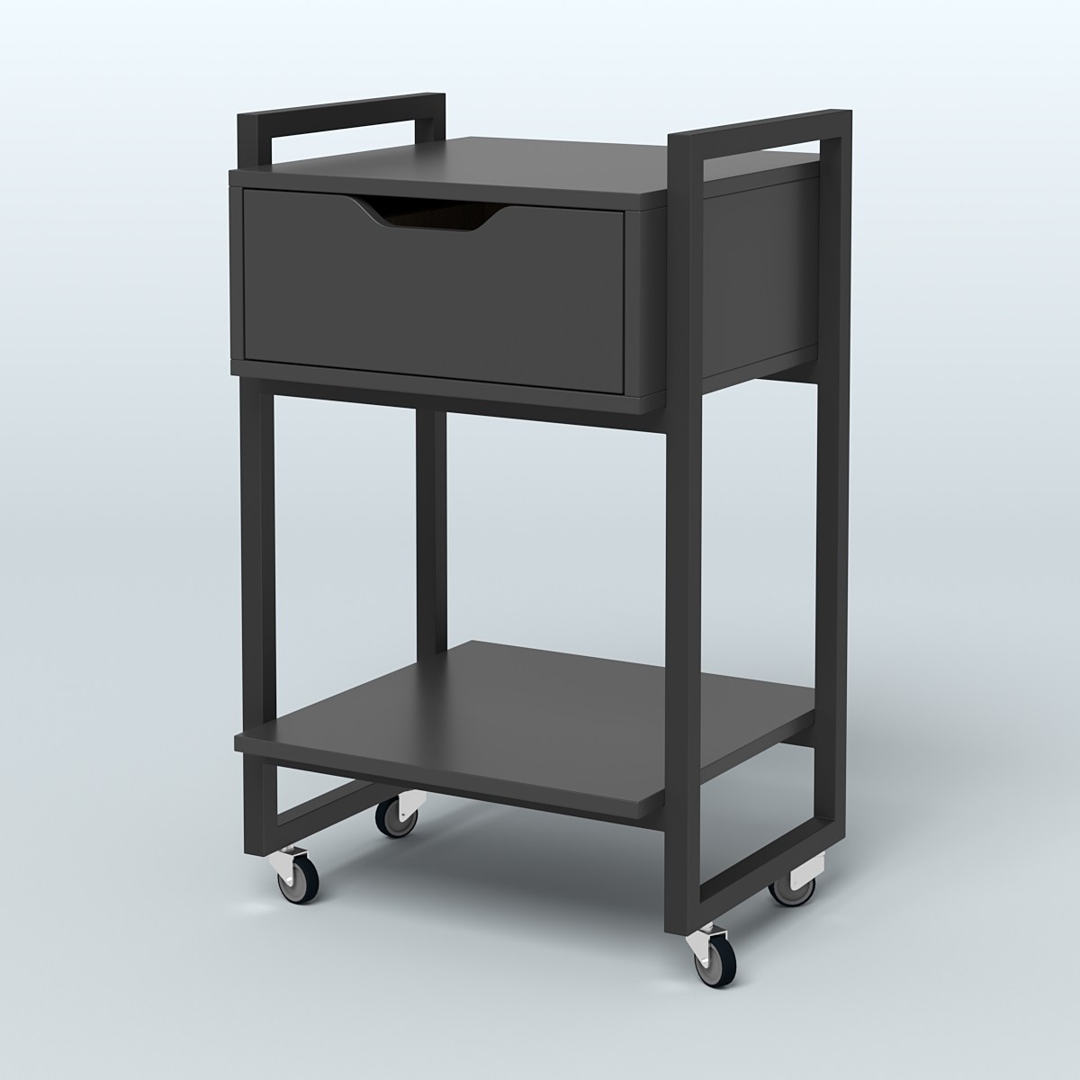 Тумба Европа мобильная с ящиком и полкой Черный