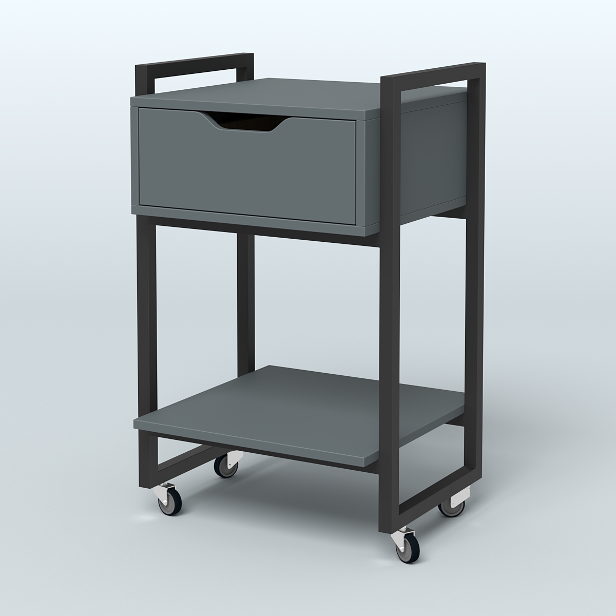 Тумба Европа мобильная с ящиком и полкой Темно-Серый