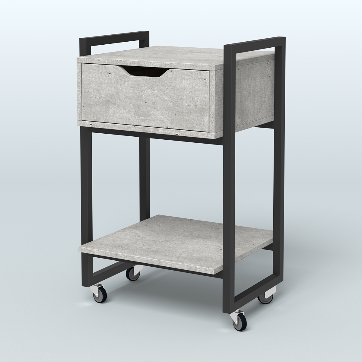 Тумба Европа мобильная с ящиком и полкой Метрополитан Грей