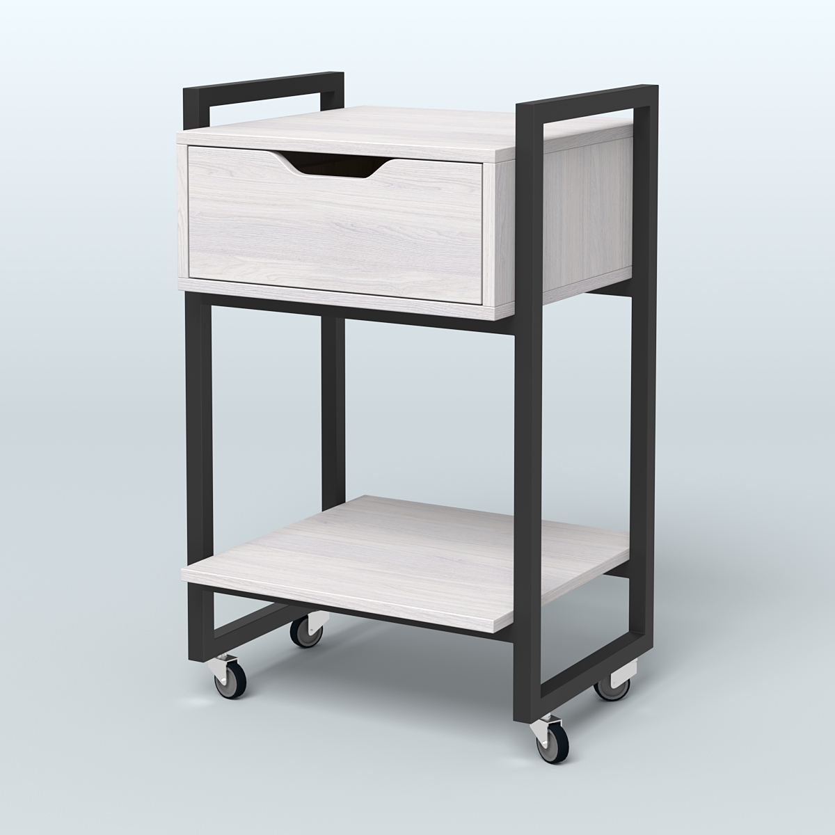 Тумба Европа мобильная с ящиком и полкой Ясень Анкор светлый