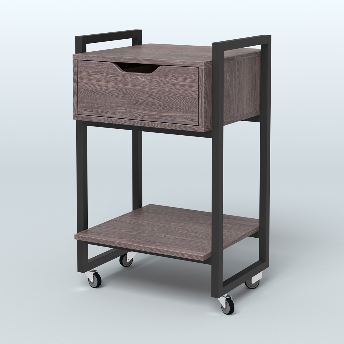 Тумба Европа мобильная с ящиком и полкой Ясень Анкор темный