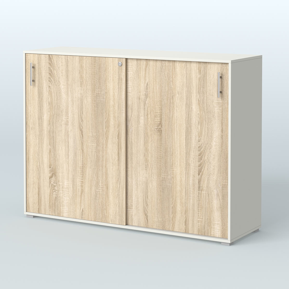 Тумба с раздвижными фасадами Тиана Белый + Дуб Сонома