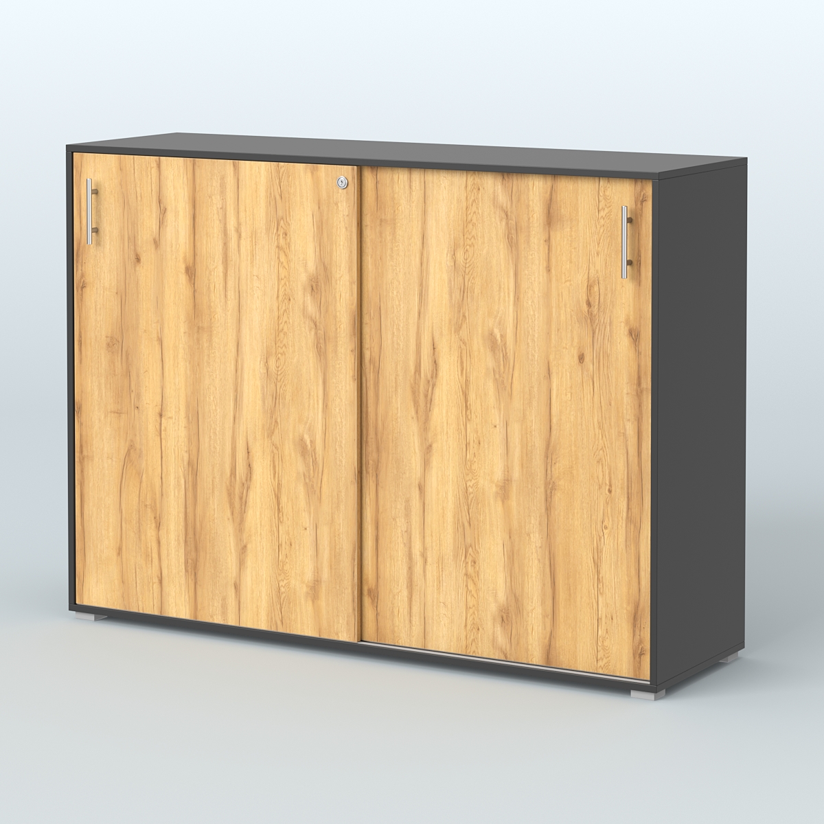 Тумба с раздвижными фасадами Тиана Черный и Дуб Золотистый U1148