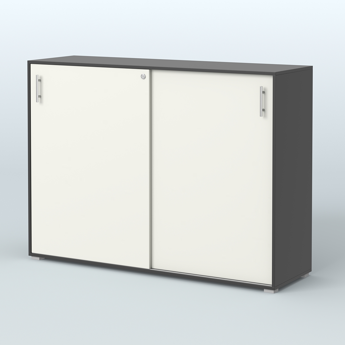 Тумба с раздвижными фасадами Тиана Черный + Белый