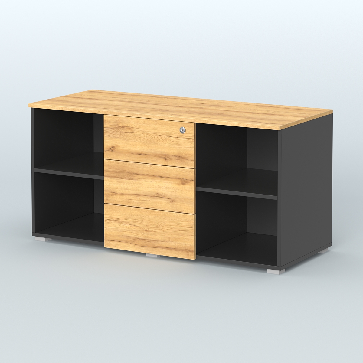 Тумба сервисная Некста, цвет вяз + белый Черный и Дуб Золотистый U1148