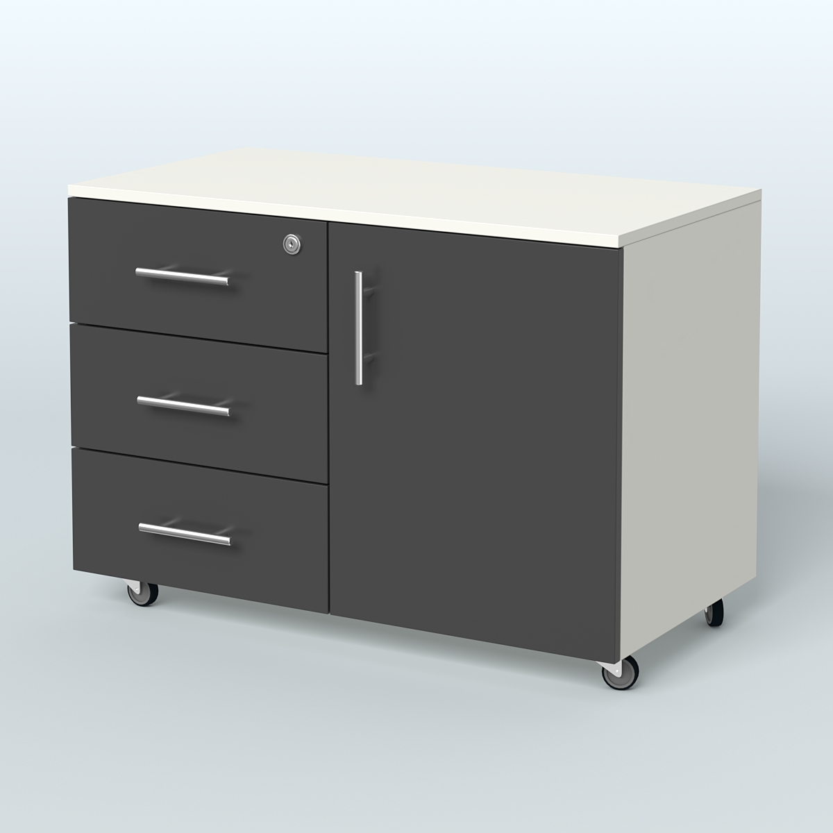 Тумба для оргтехники Види Вуд, цвет мокко Белый и Черный