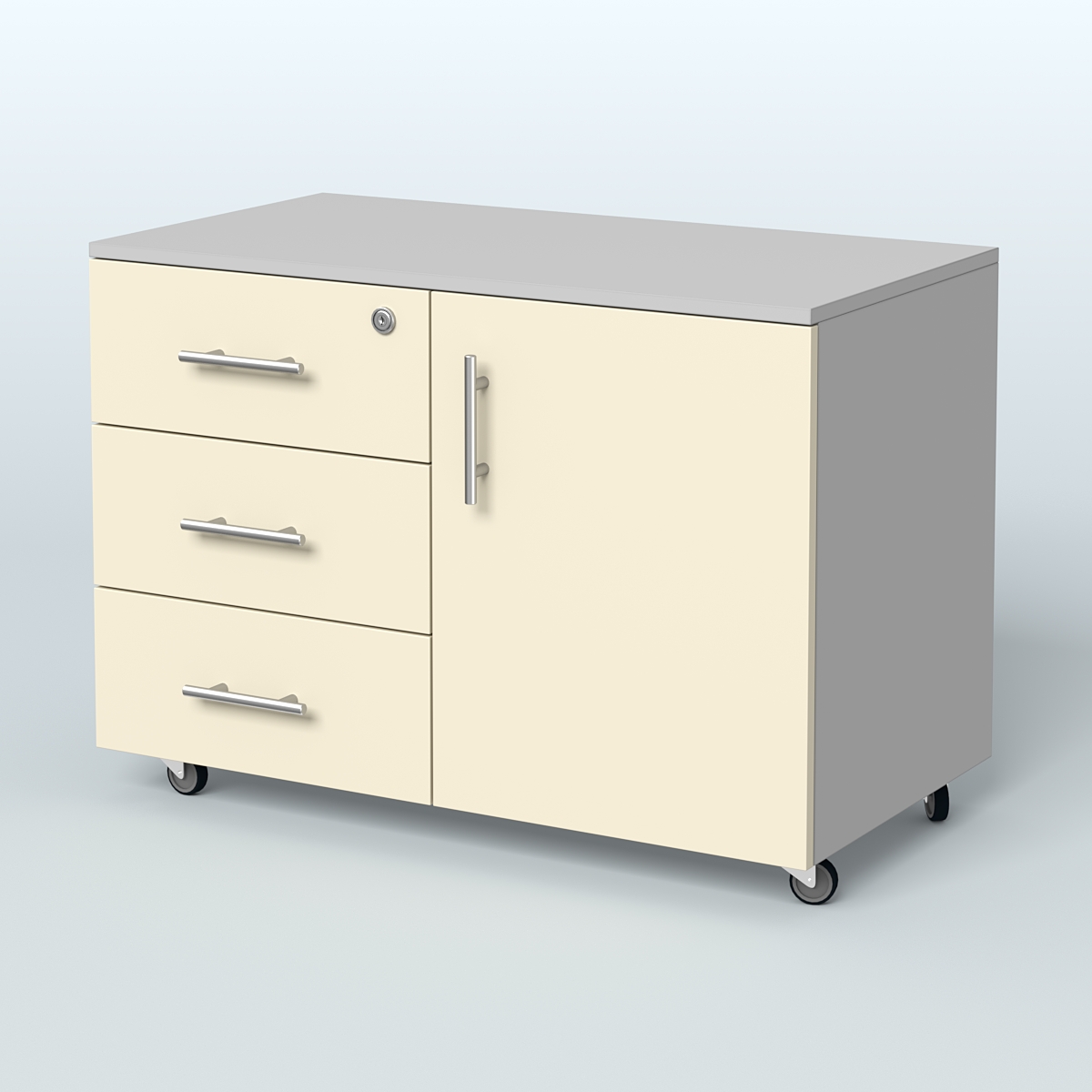 Тумба для оргтехники Види Вуд, цвет мокко Серый + Крем Вайс