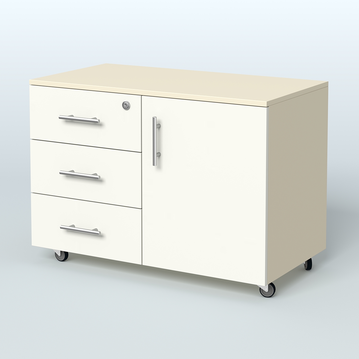 Тумба для оргтехники Види Вуд, цвет мокко Крем Вайс + Белый