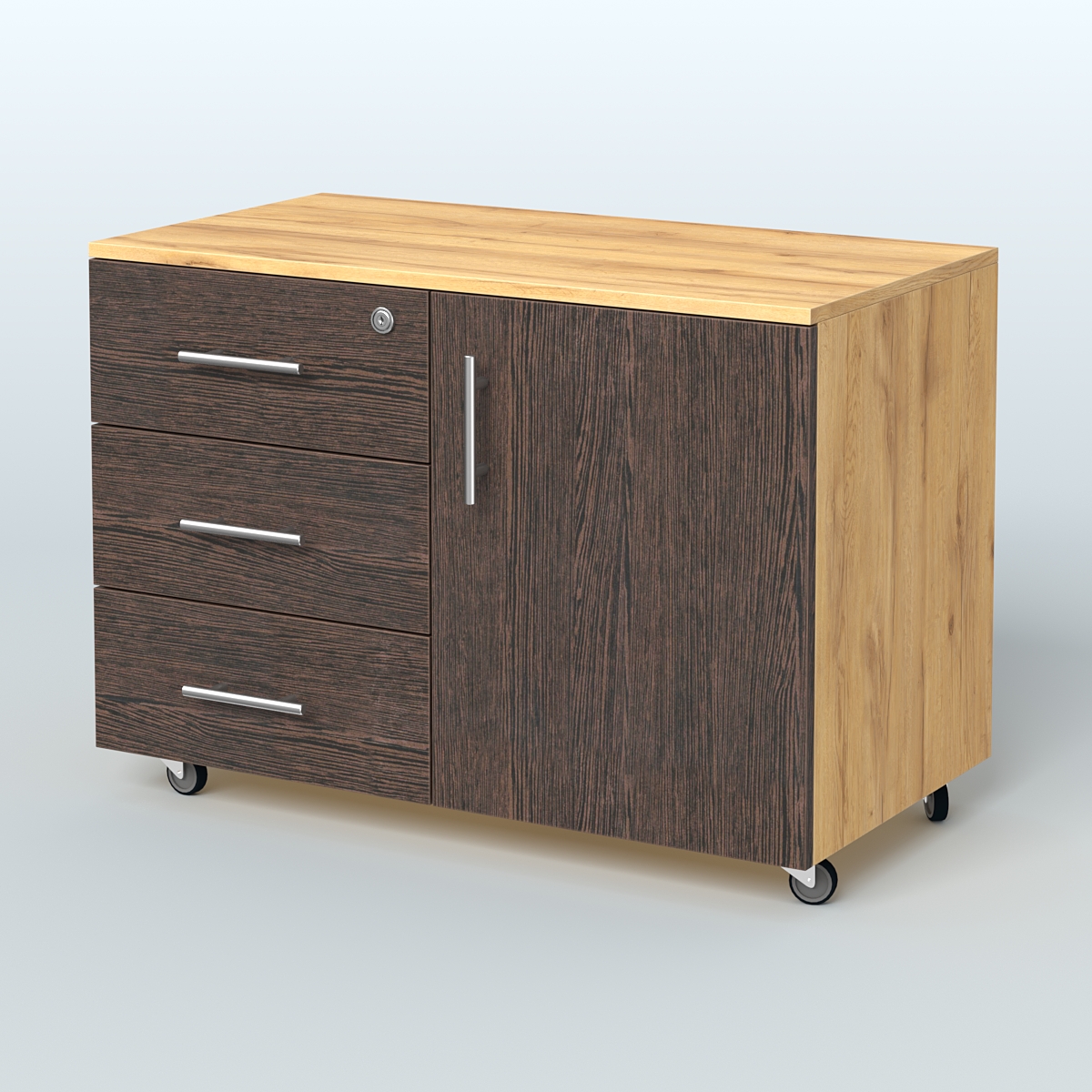 Тумба для оргтехники Види Вуд, цвет мокко Дуб Золотистый + Дуб Венге