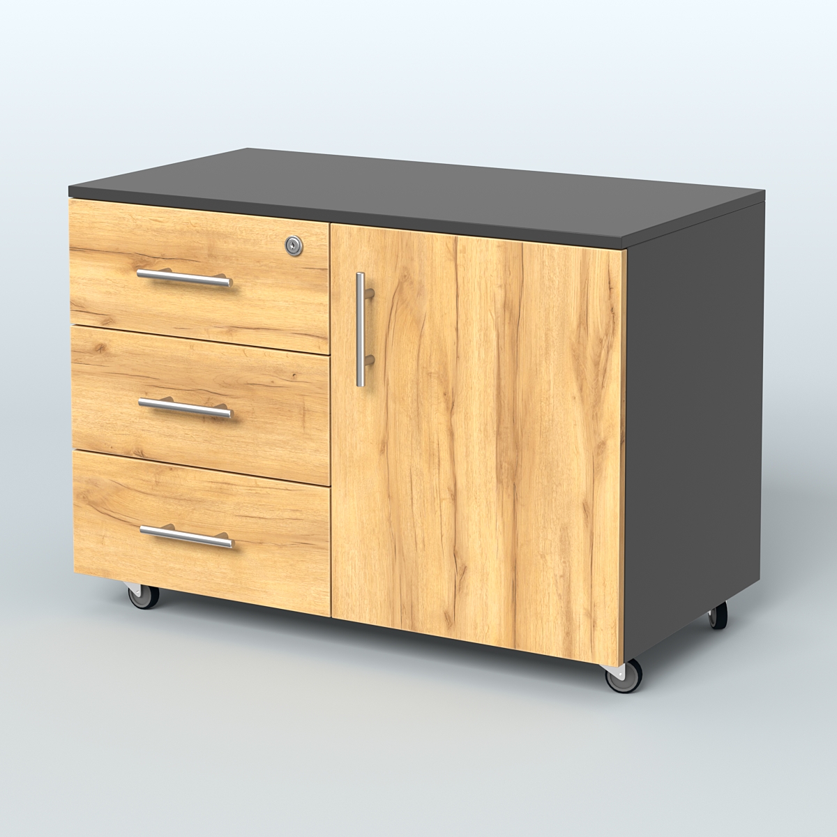 Тумба для оргтехники Види Вуд, цвет мокко Черный и Дуб Золотистый U1148