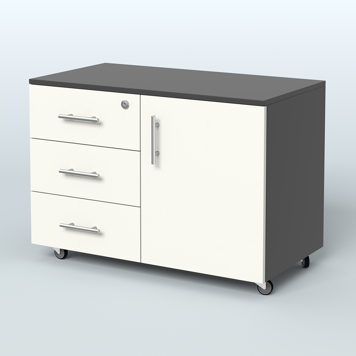 Тумба для оргтехники Види Вуд, цвет мокко Черный + Белый