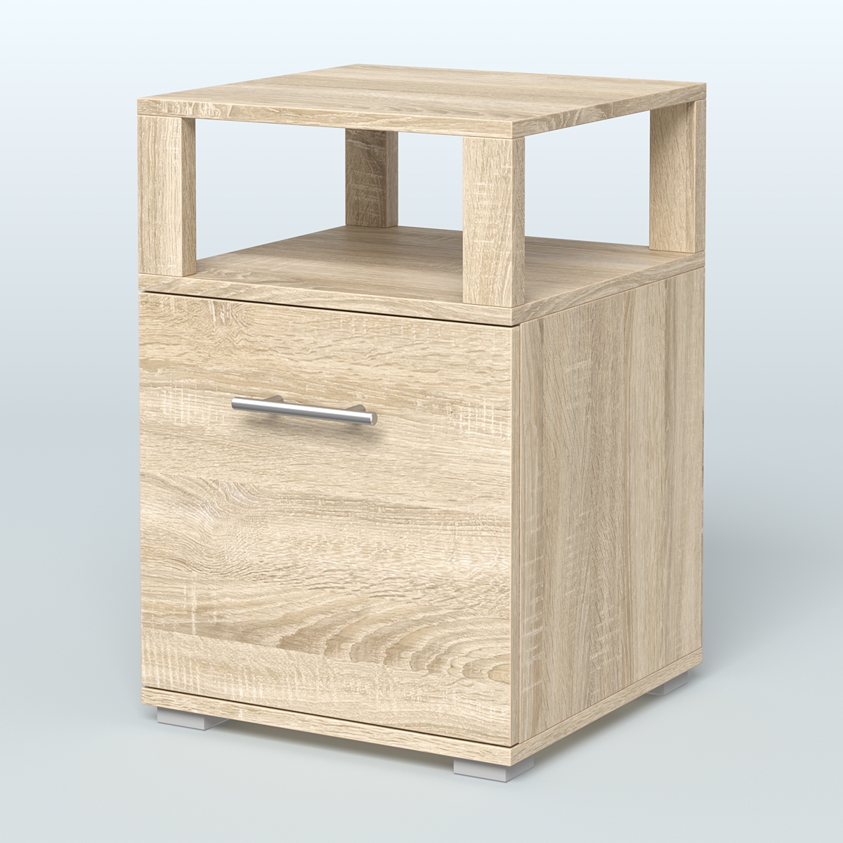 Тумба Динен №2 приставная 1 распашной фасад с надставкой Дуб Сонома