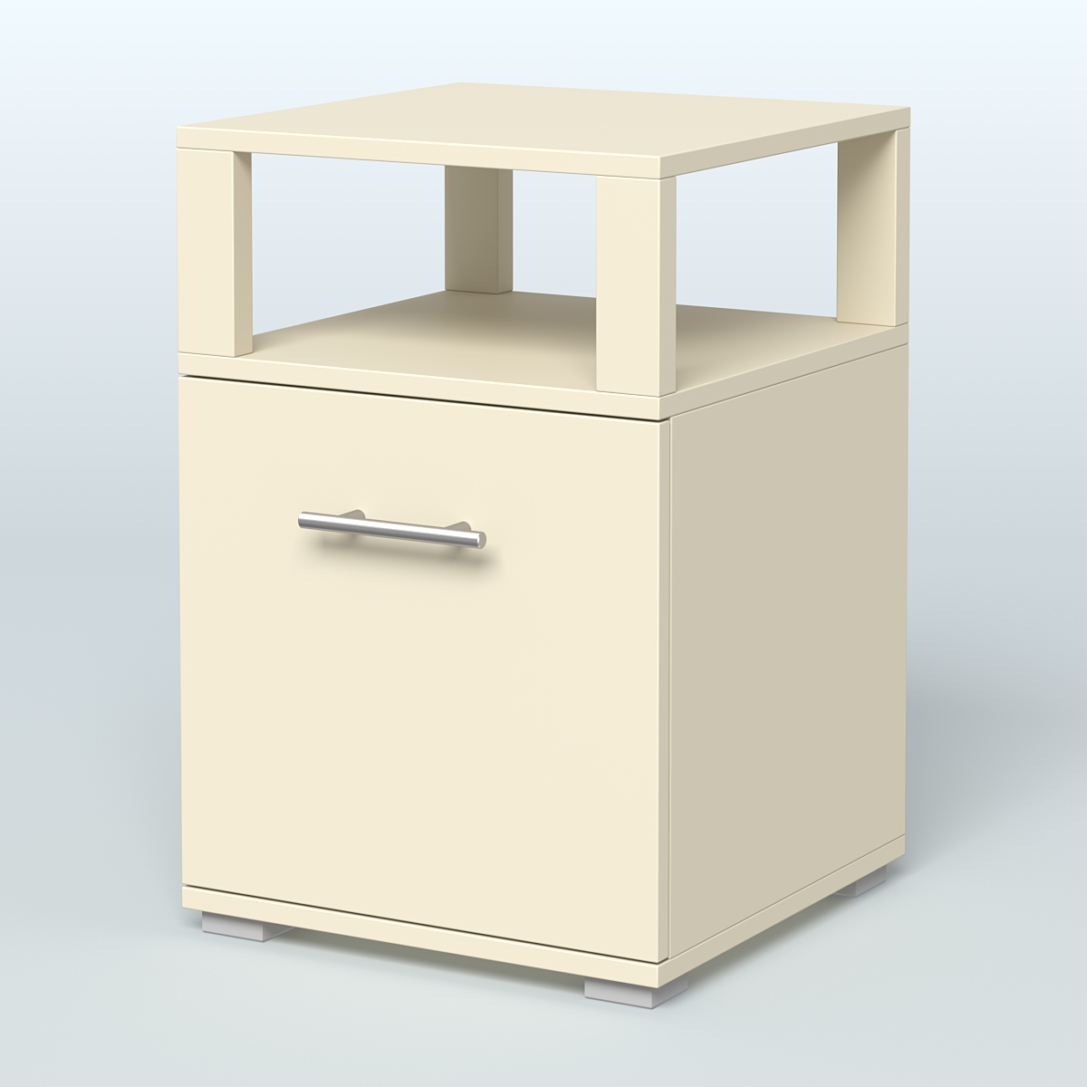 Тумба Динен №2 приставная 1 распашной фасад с надставкой Крем Вайс