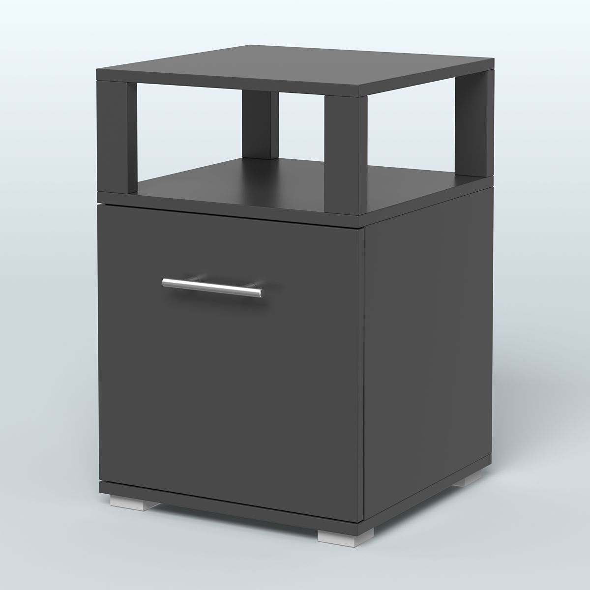 Тумба Динен №2 приставная 1 распашной фасад с надставкой Черный