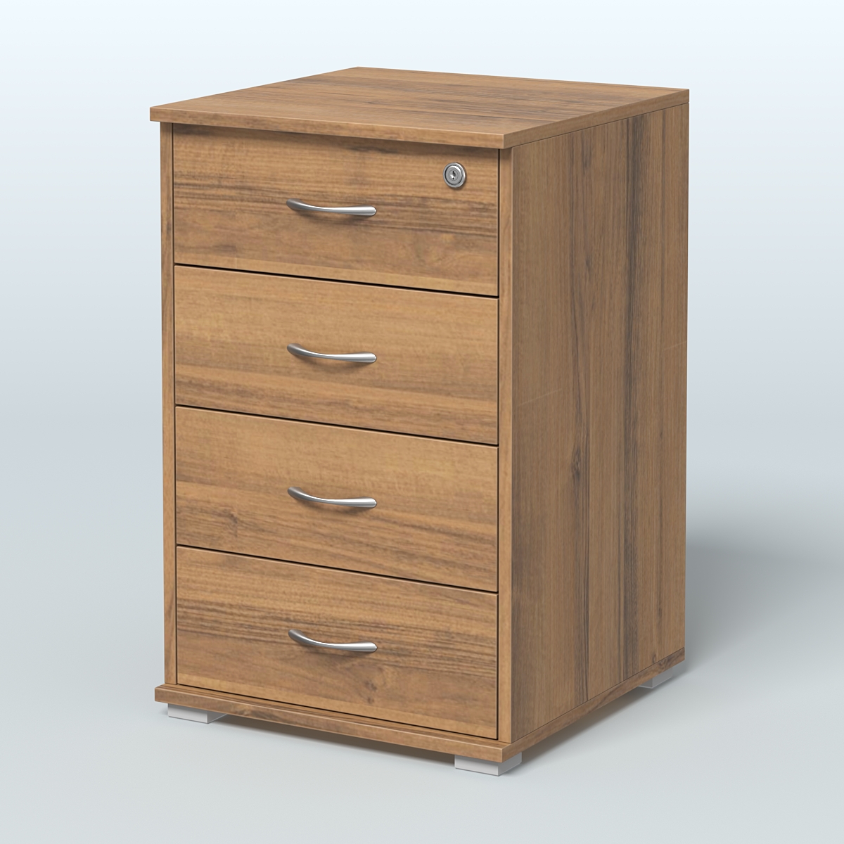 Тумба Нотте подкатная (4 ящика с замком) Орех