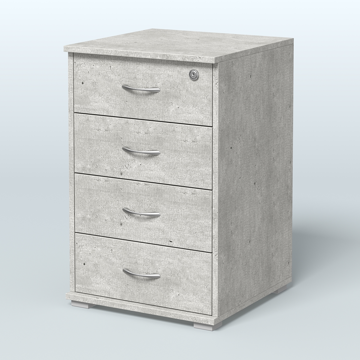 Тумба Нотте подкатная (4 ящика с замком) Метрополитан Грей