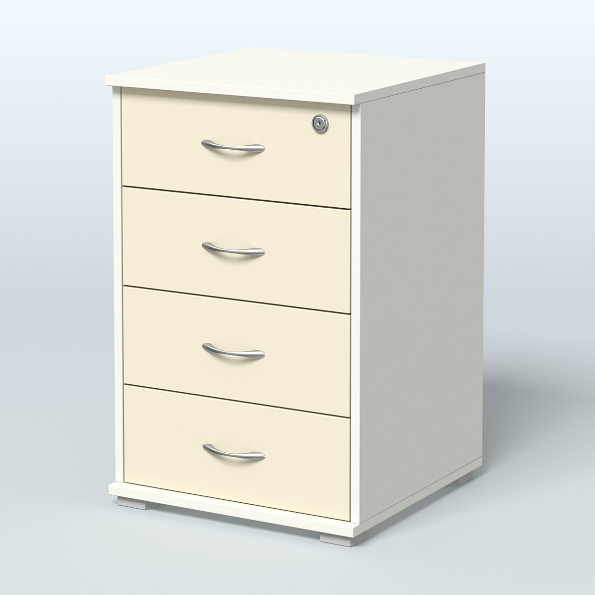 Тумба Нотте подкатная (4 ящика с замком) Белый + Крем Вайс