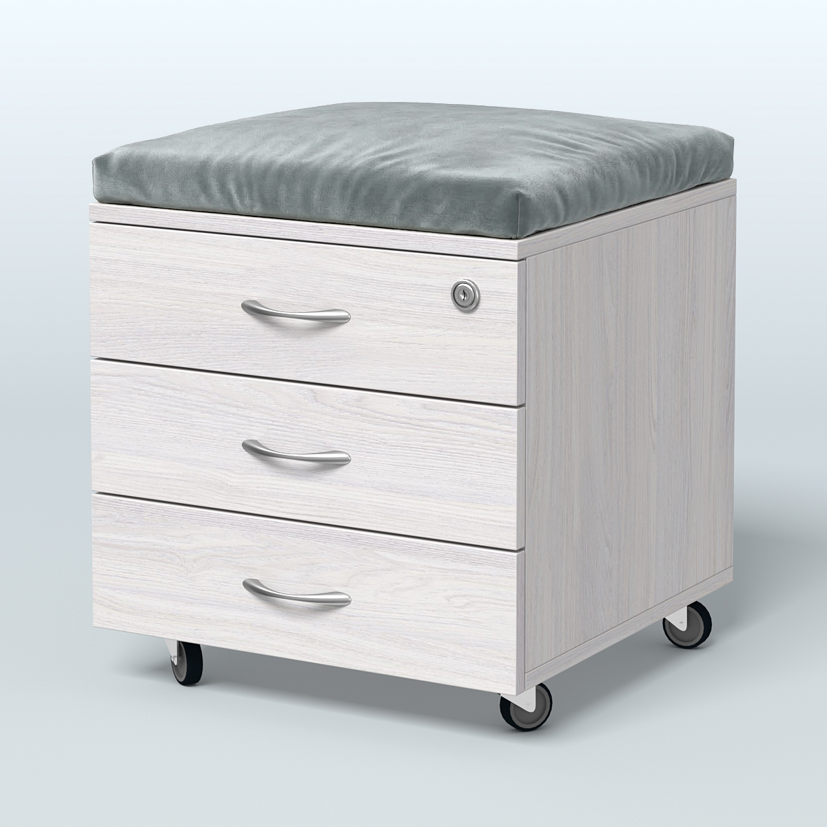 Тумба подкатная Платинум Персонал, цвет белый премиум Ясень Анкор светлый